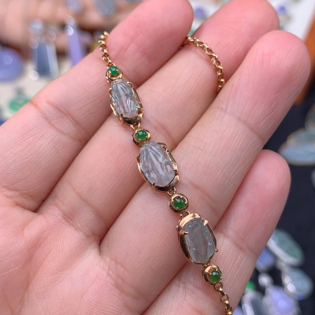 18K金镶嵌手链翡翠貔貅手链