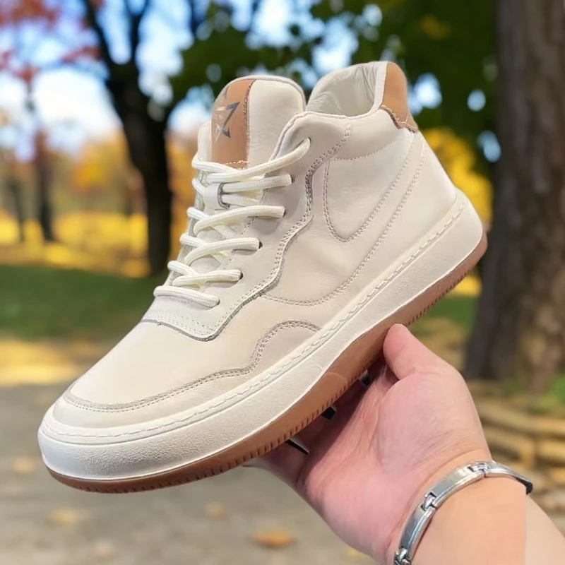 2025秋季新款头层牛皮休闲鞋真皮透气软底软面时尚百搭板鞋9089