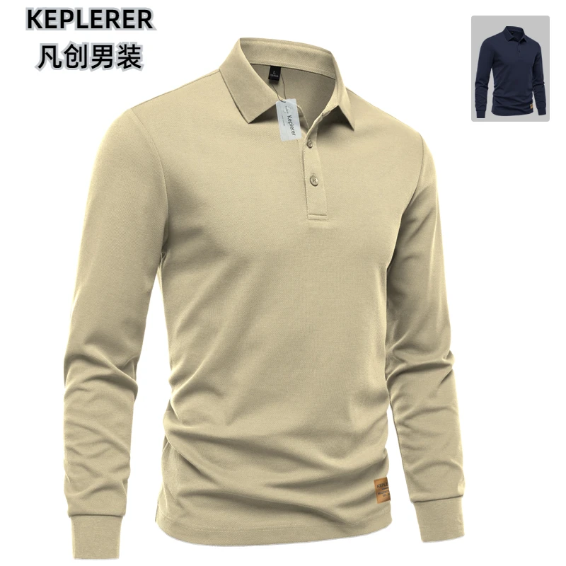 KEPLERER男士翻领polo衫纯色百搭春季打底商务休闲高品质潮流男装