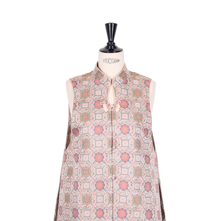 【上久楷米绿地五彩霞锦】五重纬高端宋锦马甲CD2167805