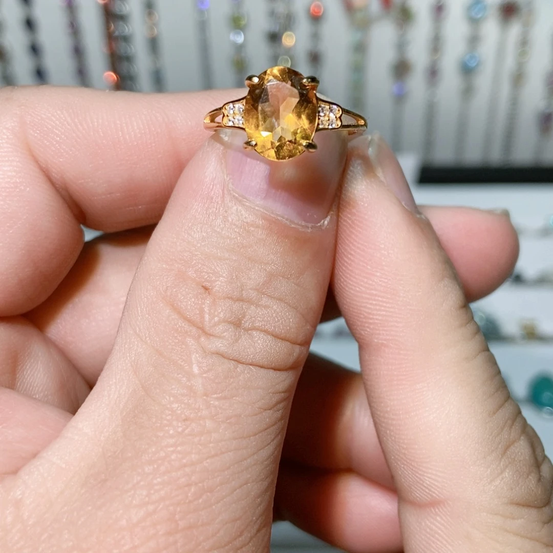 绿水晶戒指银S925镶嵌