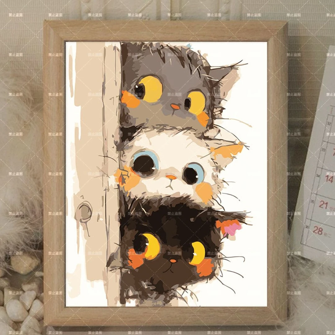 【一人领一个】可爱油画猫咪治愈系高颜值相框画框桌面摆件卧室客