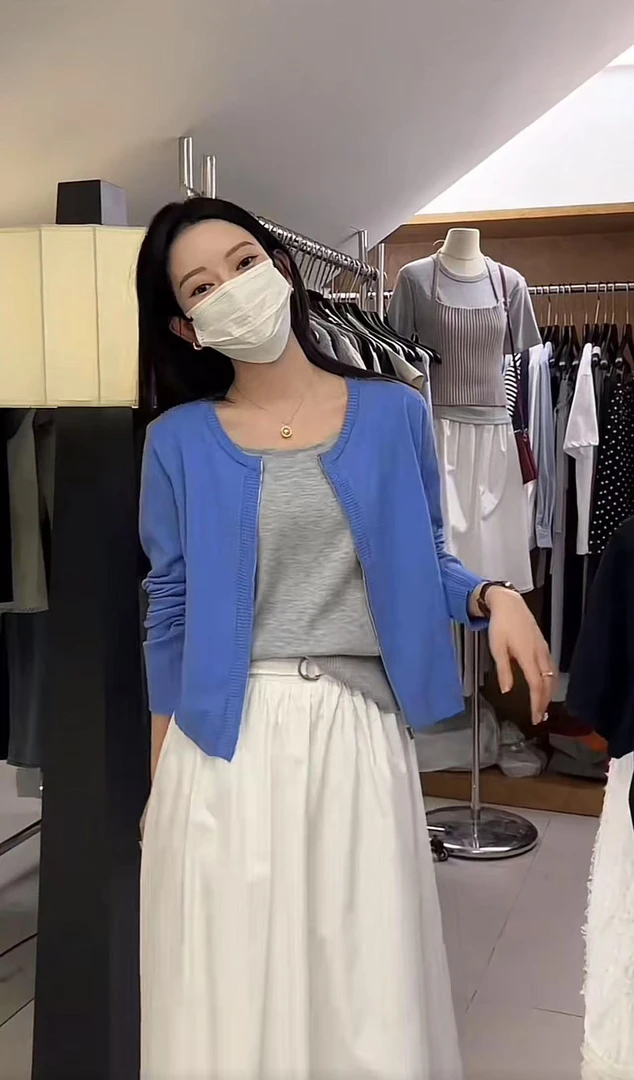 J-25907#韩里韩气巨显白~百搭撞色假两件拉链针织衫