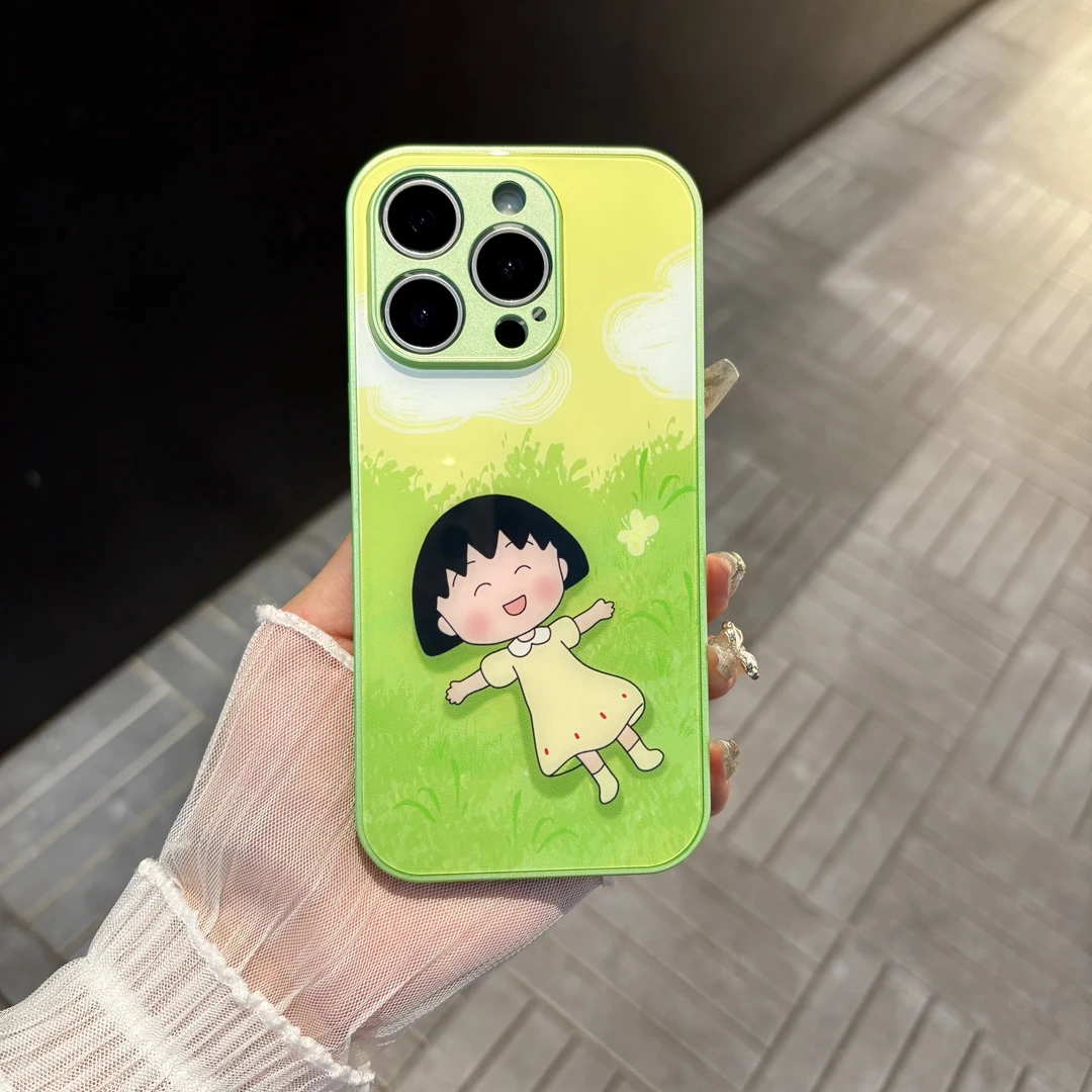 苹果/华为/oppo/vivo/小米草地小丸子适用iPhone16肤感玻璃手机壳