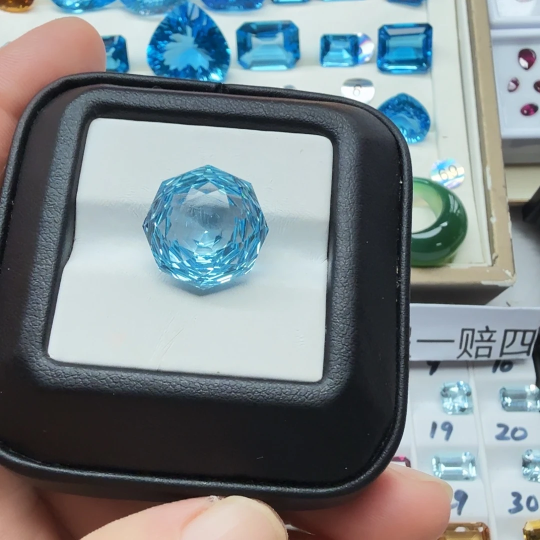 托帕石裸石抢购福利价精美玫瑰花切卡15毫米