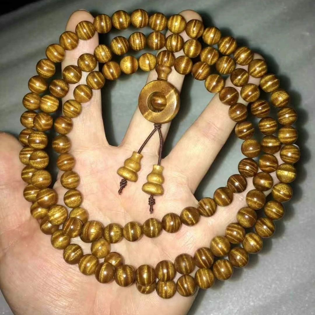 0.8高密高油小叶桢楠枯木水波纹佛珠108颗