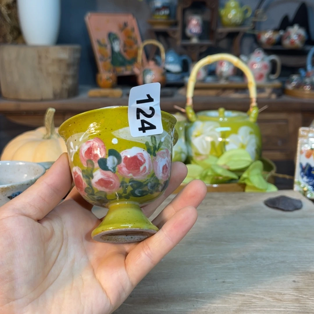 壶素浅陶瓷手工手绘