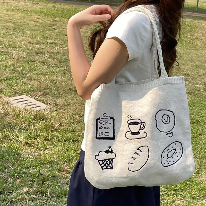 外贸原单休闲日系韩系针织包原创早餐包百搭少女简约ins韩版单肩