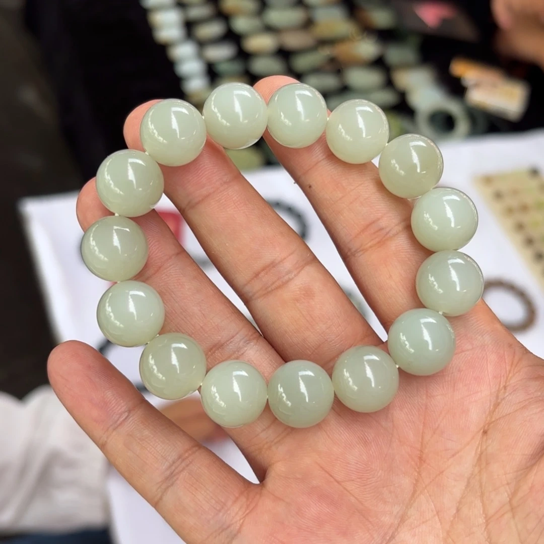 未镶嵌手串和田玉༺*༻卡14新疆青白玉