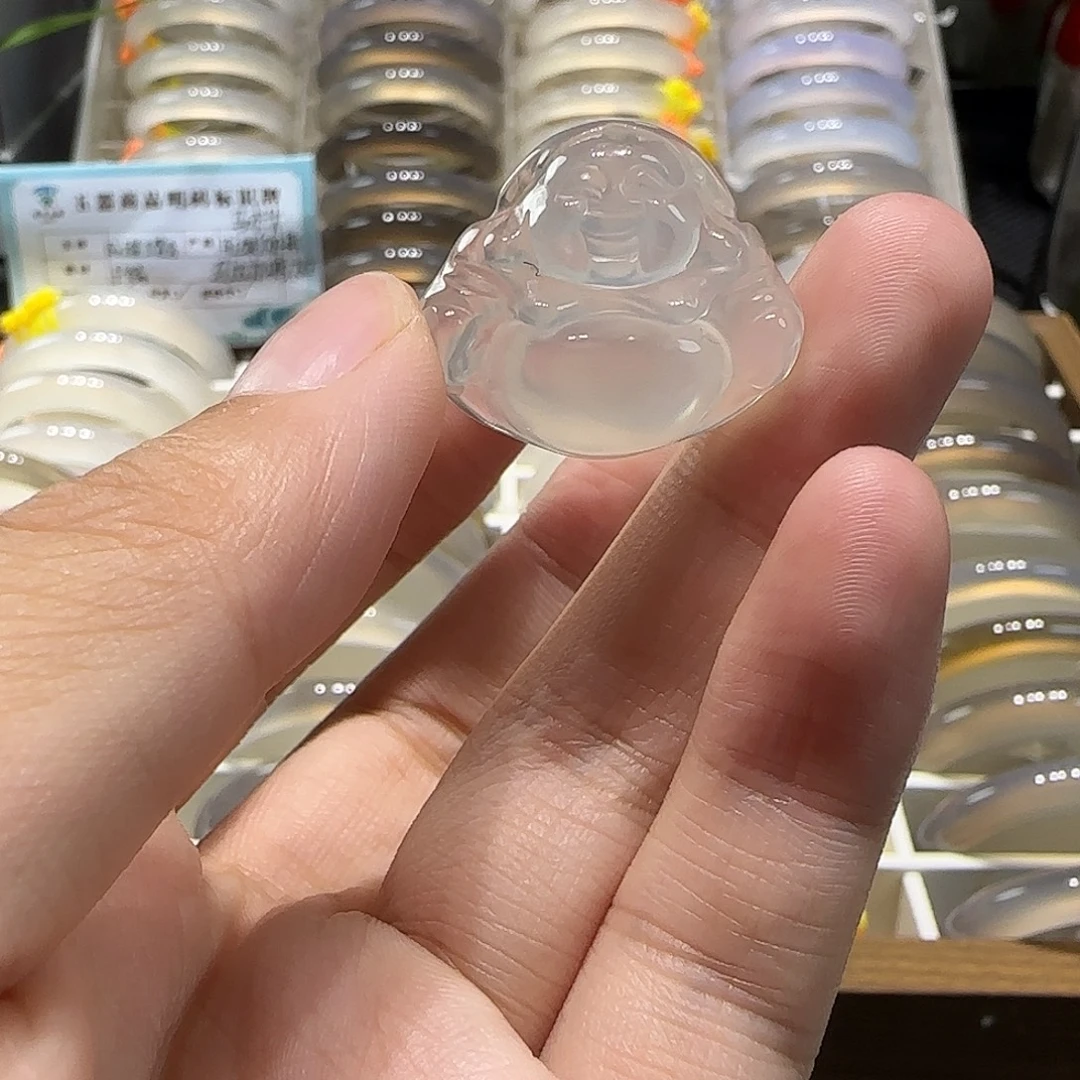 手镯玛瑙/玉髓未镶嵌弥勒佛玻璃底带绳子
