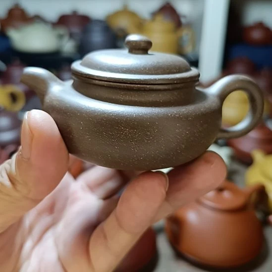 紫砂茶盘原矿青灰段仿古130cc半手工