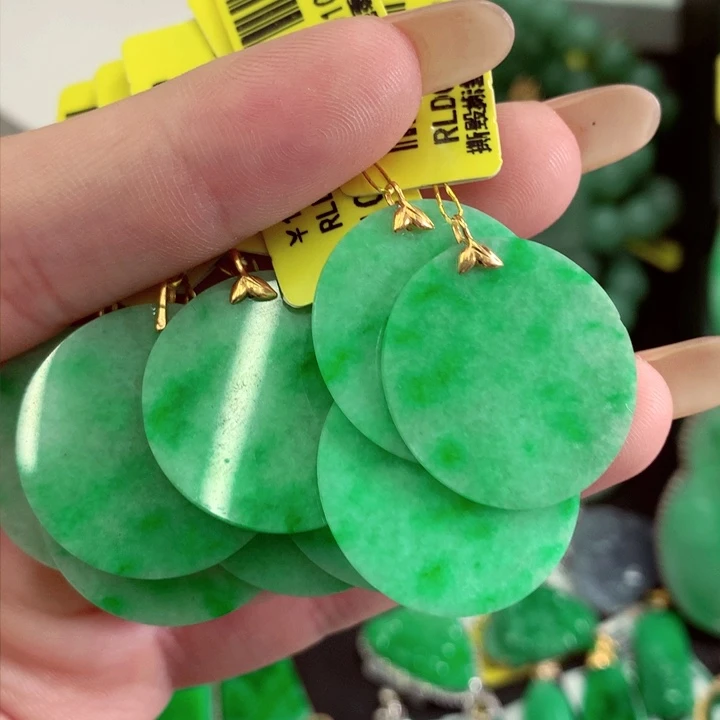 翡翠18K金镶嵌吊坠(不含链)多样性发货选其一