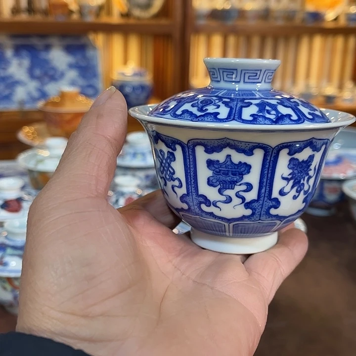 錡镇堂手工手绘盖碗