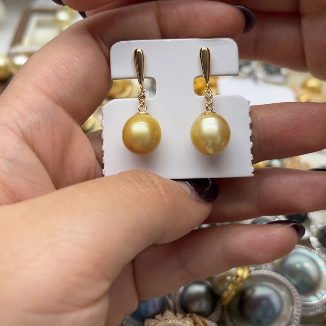 耳饰银S925镶嵌海水珍珠