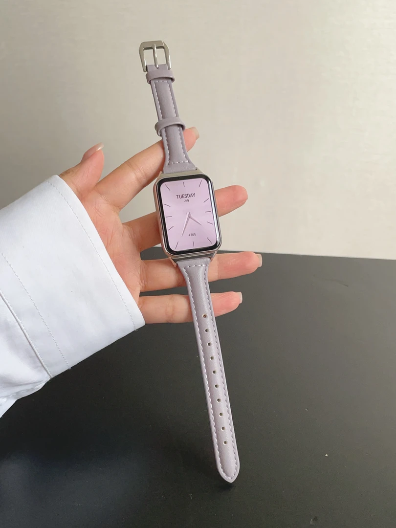 适用小米手环9pro牛皮表带气质小蛮腰8pro红米watch5腕带Redmi4