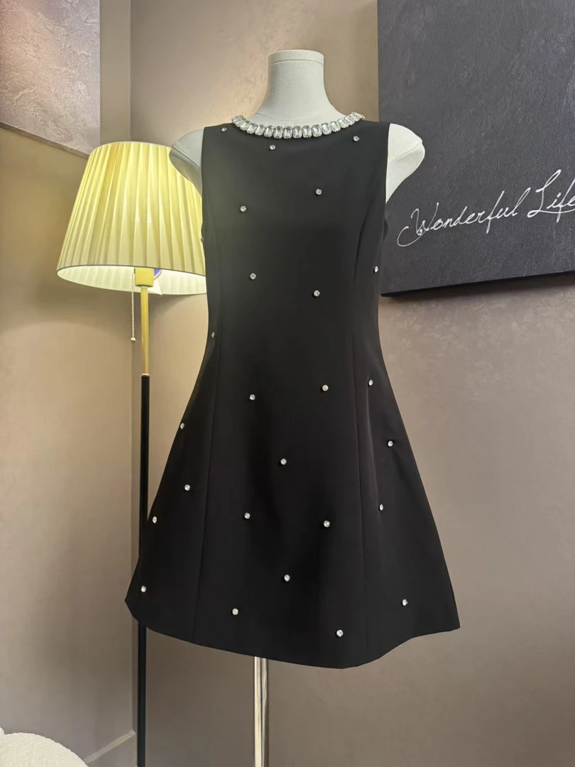 【V娜专属】小香风连衣裙夏季高级感显瘦修身气质中长款裙子-V808