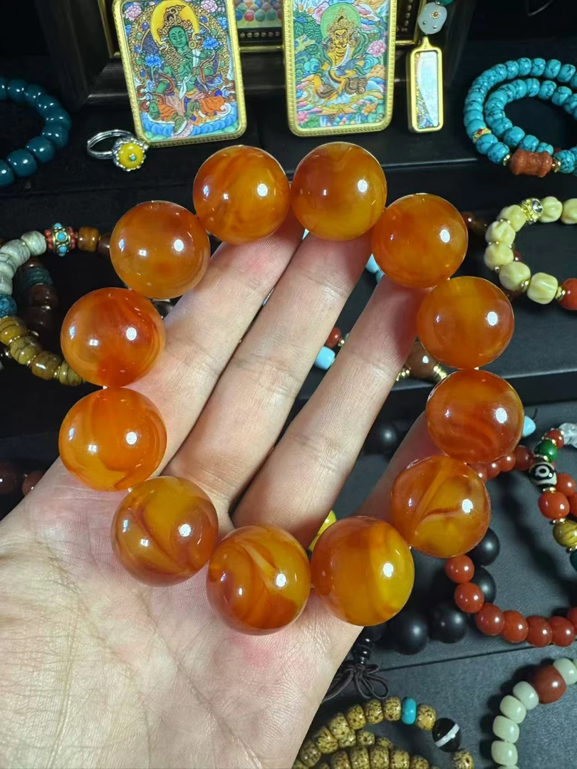 黄铜手链 藏式手串藏式文玩手链圆珠女