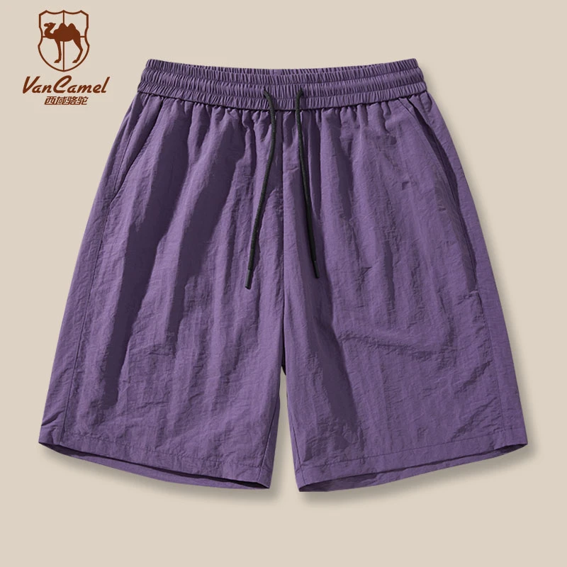VANCAMEL/西域骆驼情侣款防晒短裤夏季宽松纯色五分裤YF682-DB