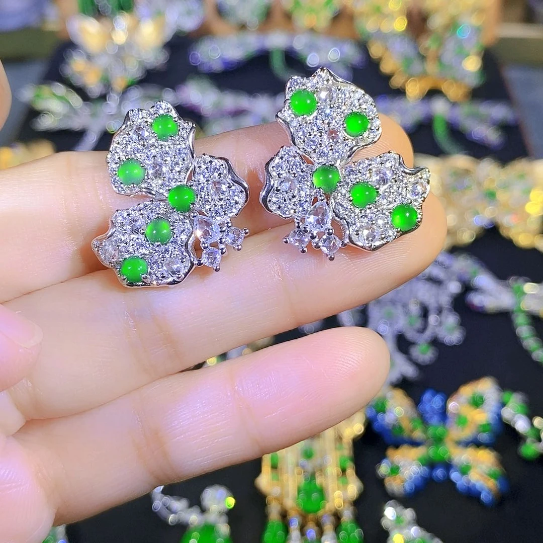 吊坠(不含链)银S925镶嵌翡翠