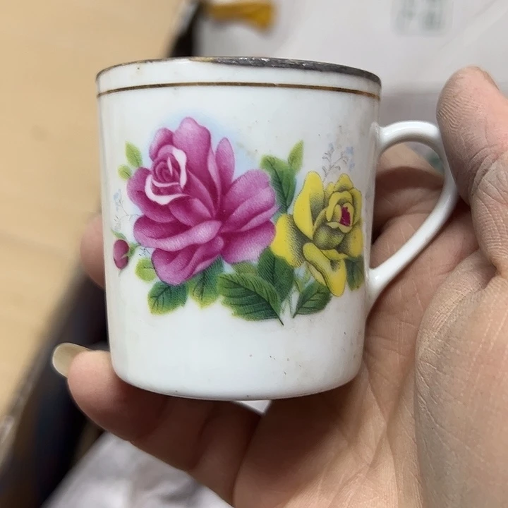 陶摆件花花小耳杯景德镇