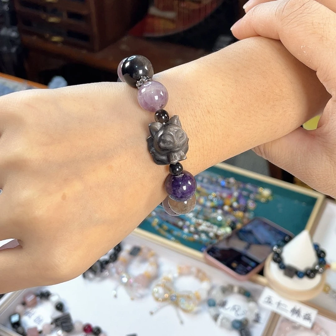 水晶手链银S925镀金镶嵌