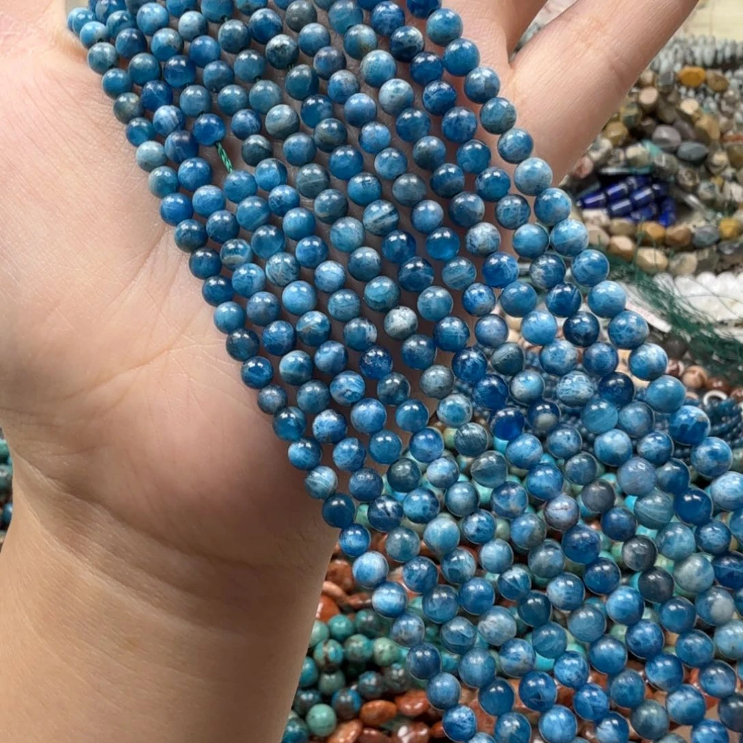 水晶珠宝半成品未镶嵌卡4蓝磷灰一条