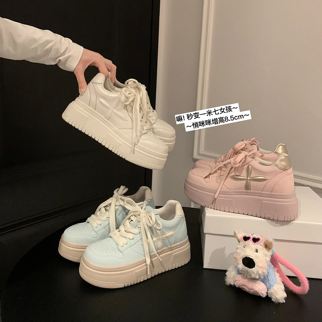 「稳叔」法步新生【增高8.5cm】春季新内增高厚底运动休闲女板鞋