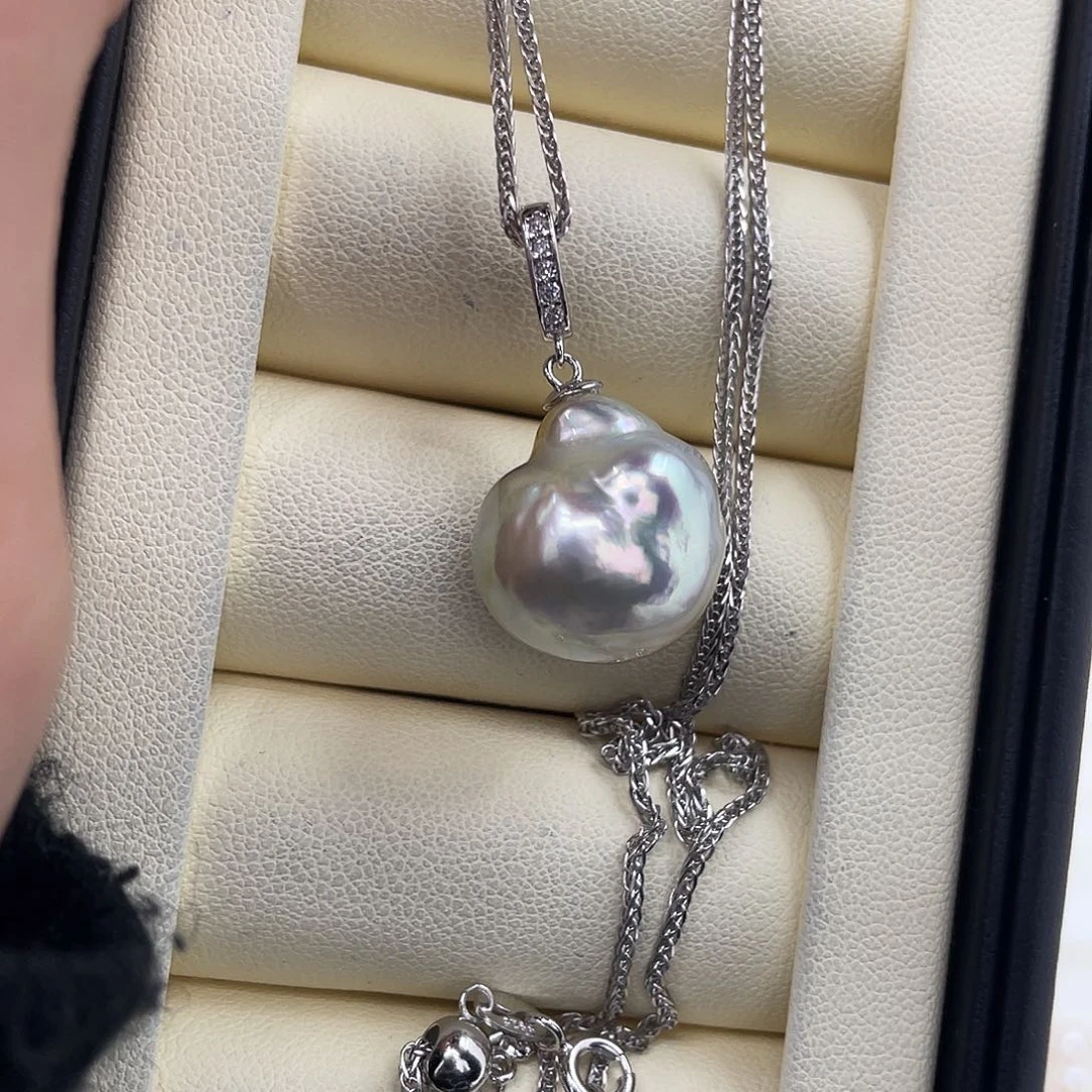 海水珍珠银S925镶嵌颈饰