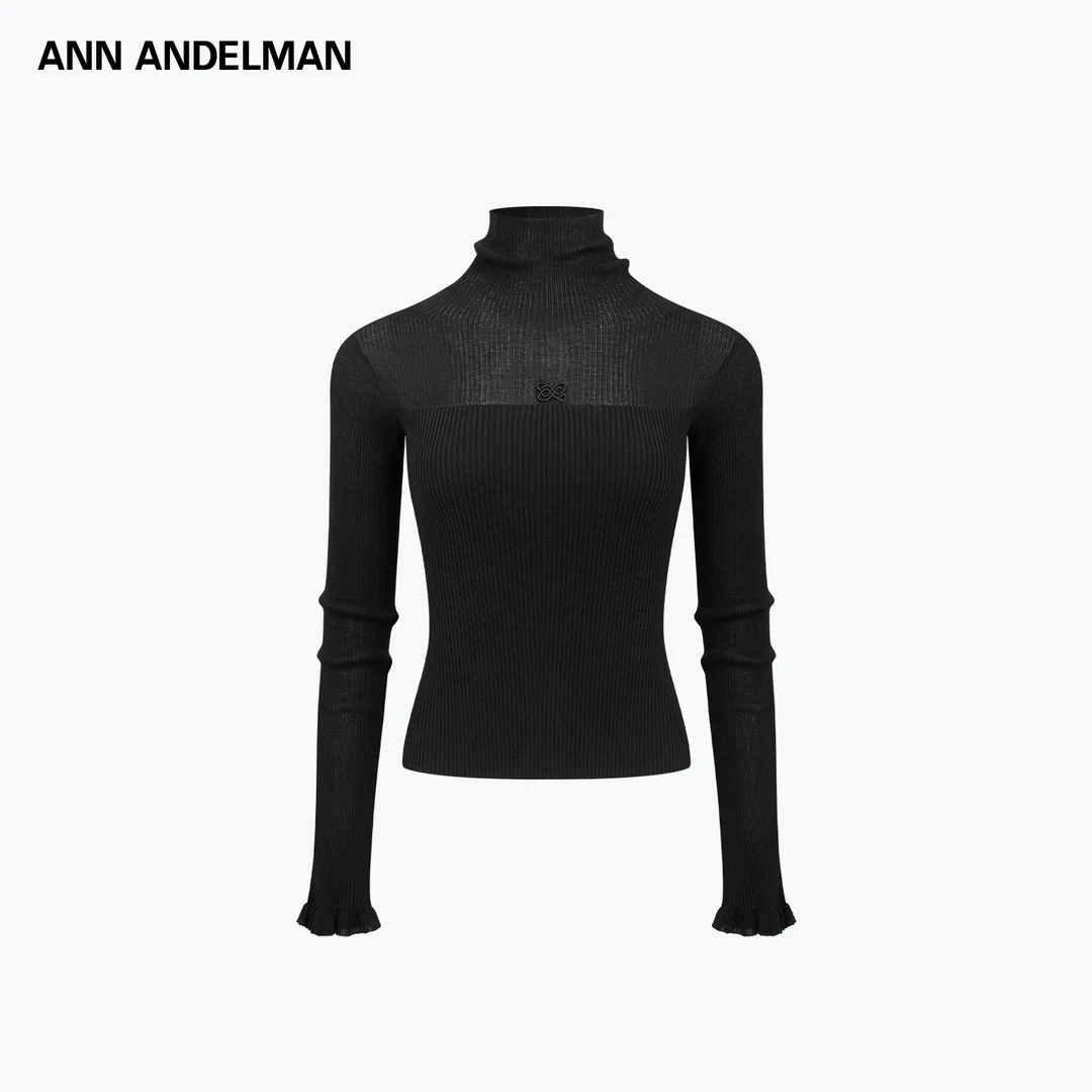 ANN ANDELMAN25秋冬 打底针织半高领毛针织衫包袖时尚 上衣堆堆领