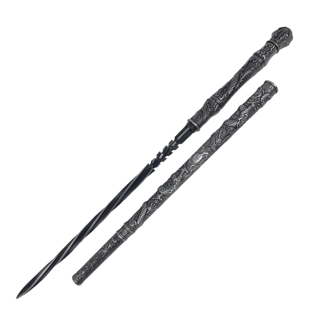 【天字号】盘龙破甲锥锌合金外鞘手柄高碳钢扭转刃条不开刃工艺品