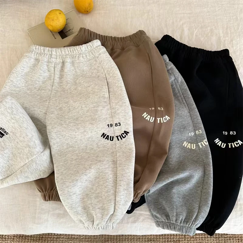 儿童长裤2025春季新品男女童印花字母束脚裤宝宝宽松卫裤潮35387