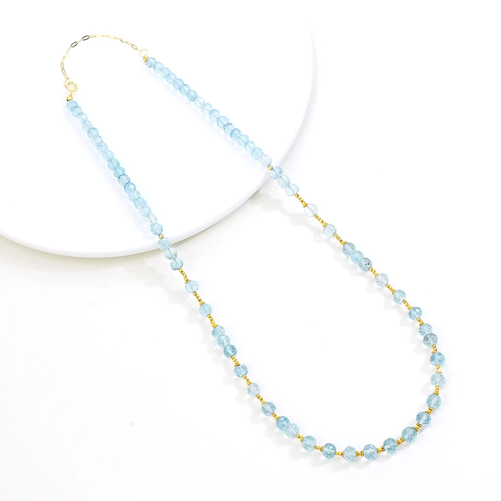 【云境】18K金原创顶奢高阶海蓝宝项链（40+5）46491