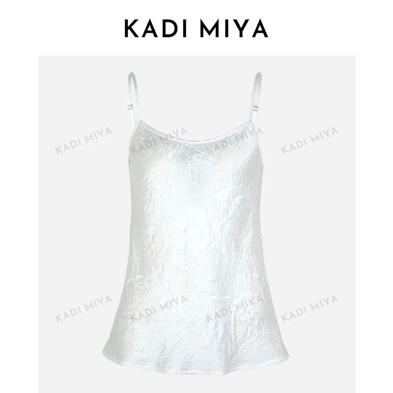 KADIMIYA简约压褶肌理感醋酸背心吊带女士内搭气质高级