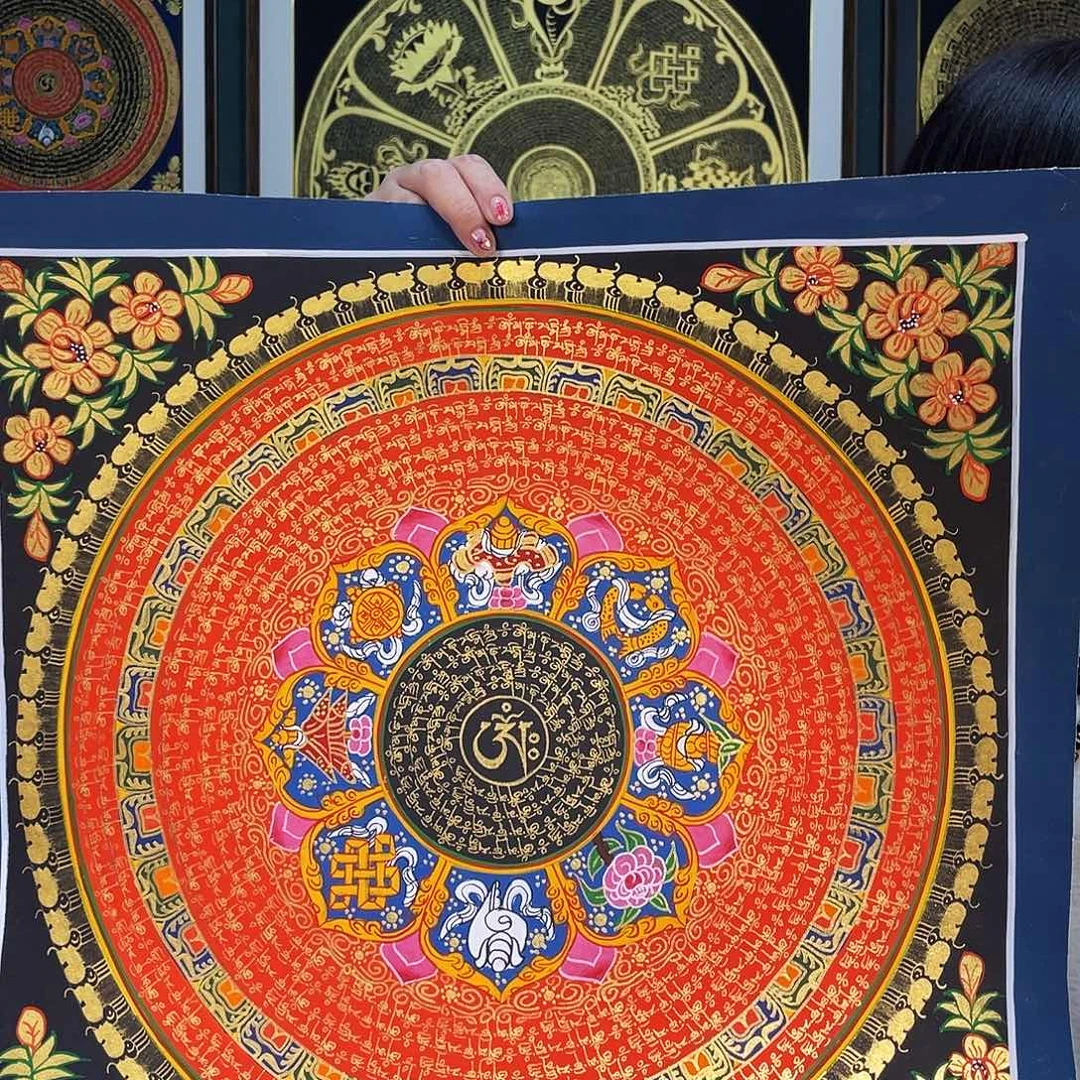 卷轴画手绘唐卡 50厘米六字