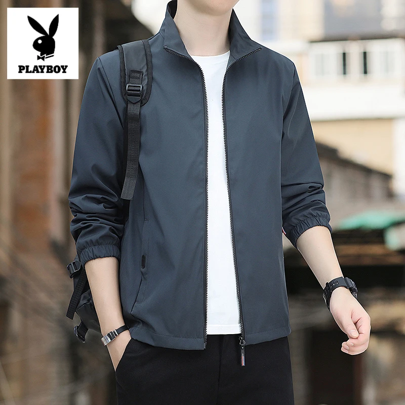 花花公子2025新款春秋季立领风衣男士潮流百搭休闲夹克上衣防风外