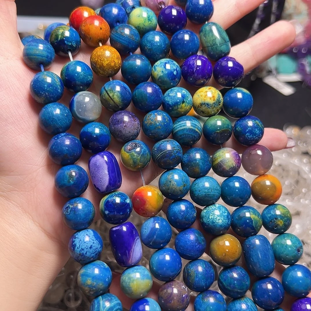 玛瑙/玉髓足银镶嵌珠宝半成品X766 福利价14m天然地球仪玛瑙一条