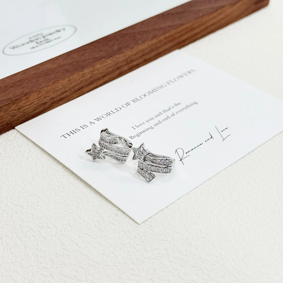 铜合金锆石耳饰 ES-475刘诗诗同款银色彗星轻奢高级感耳钉