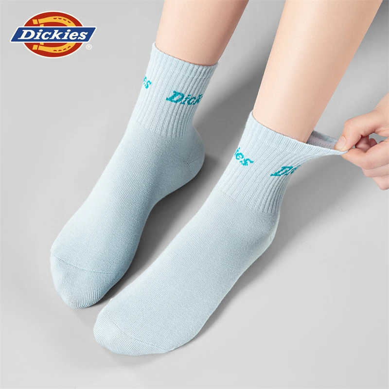Dickies字母防臭情侣款女士纯棉运动球袜中筒长袜抑菌吸汗运动袜