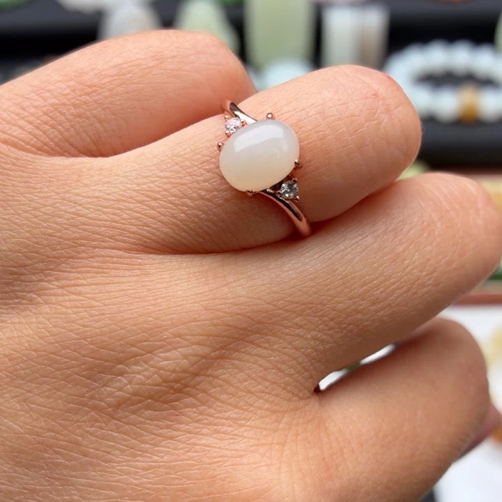 和田玉合金戒指青海面戒指