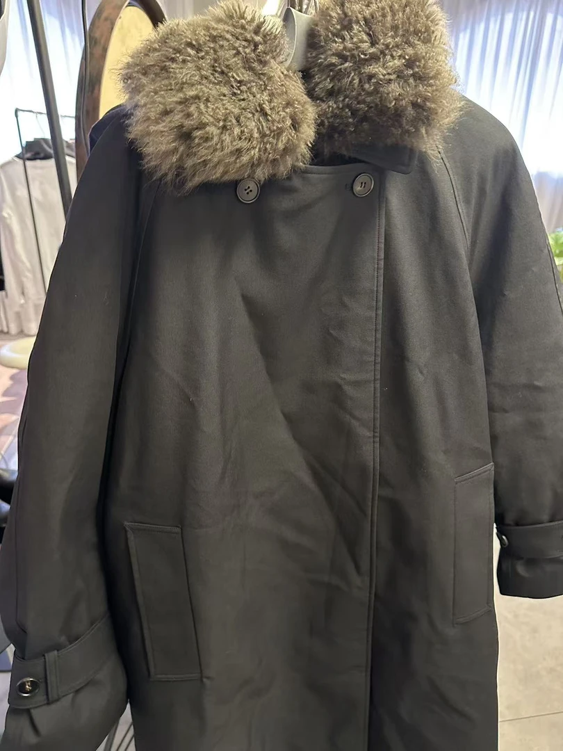 HALUNGLE/海伦格丽海伦格丽  9362  毛领收腰长款白鹅绒羽绒服 dy