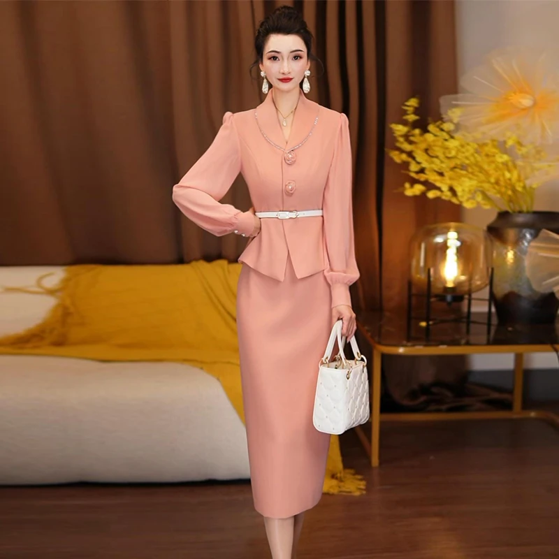 气质优雅长袖连衣裙高级感包臀裙中长宽