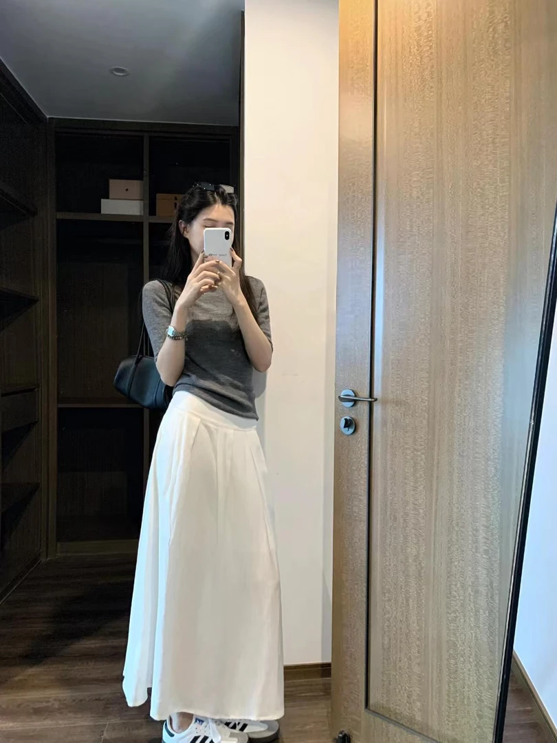 2025夏季新款时尚套装气质显瘦七分袖T恤女百搭性感上衣半身裙子