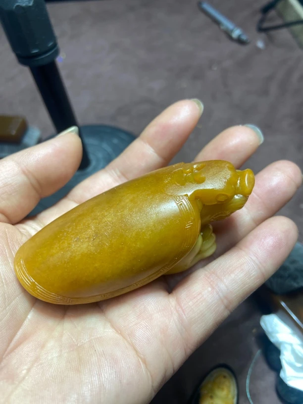 和田玉 把 件 龙龟