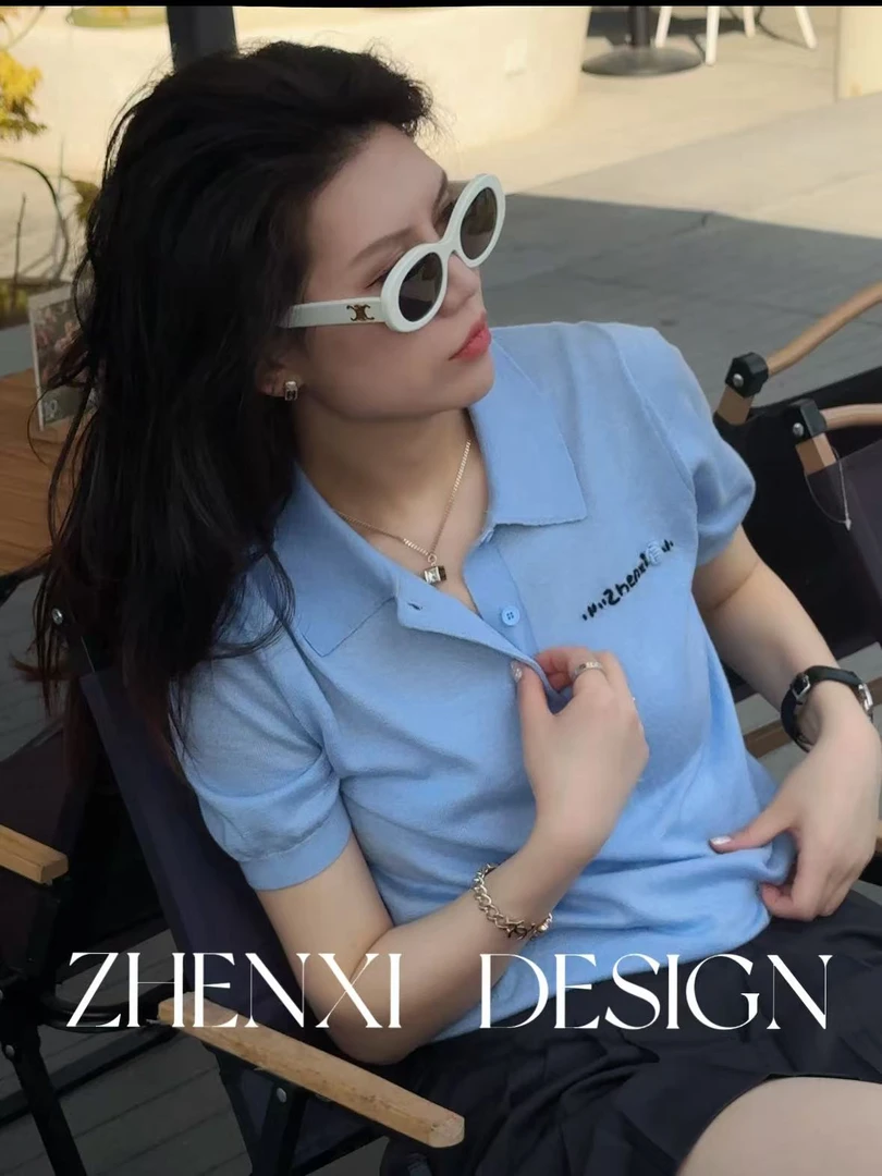 针西【夏日POLO】高个子穿搭法师miu系polo毛衫S70265