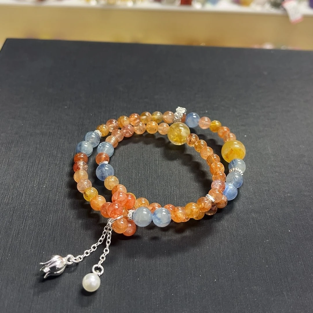 水晶未镶嵌手链胶花双圈设计款手串