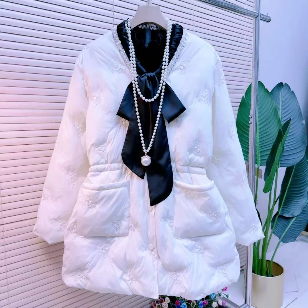 胖mm欧货时尚气质显瘦冬季保暖刺绣韩版7241百搭时髦轻奢简约棉服