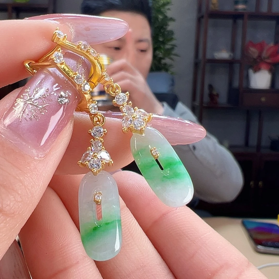 翡翠耳环银S925镶嵌耳环4