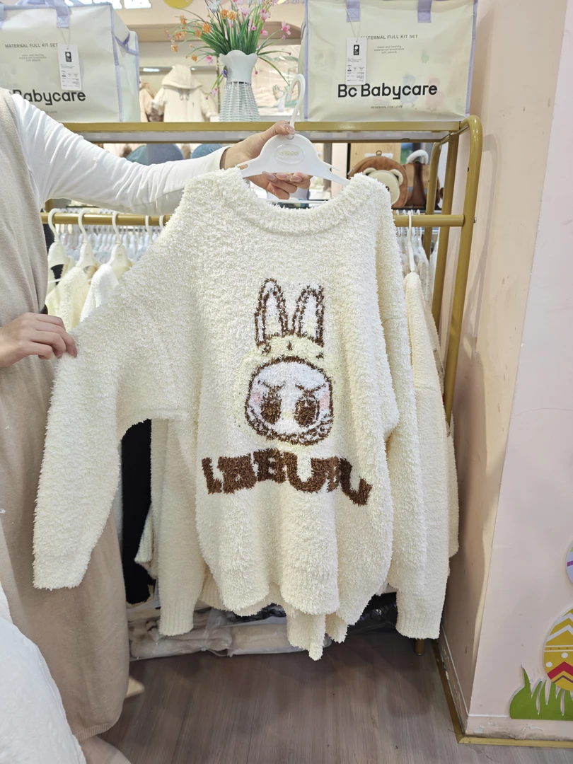 可爱卡通半边绒情侣睡衣秋冬季加绒加厚保暖家居服套装可外穿