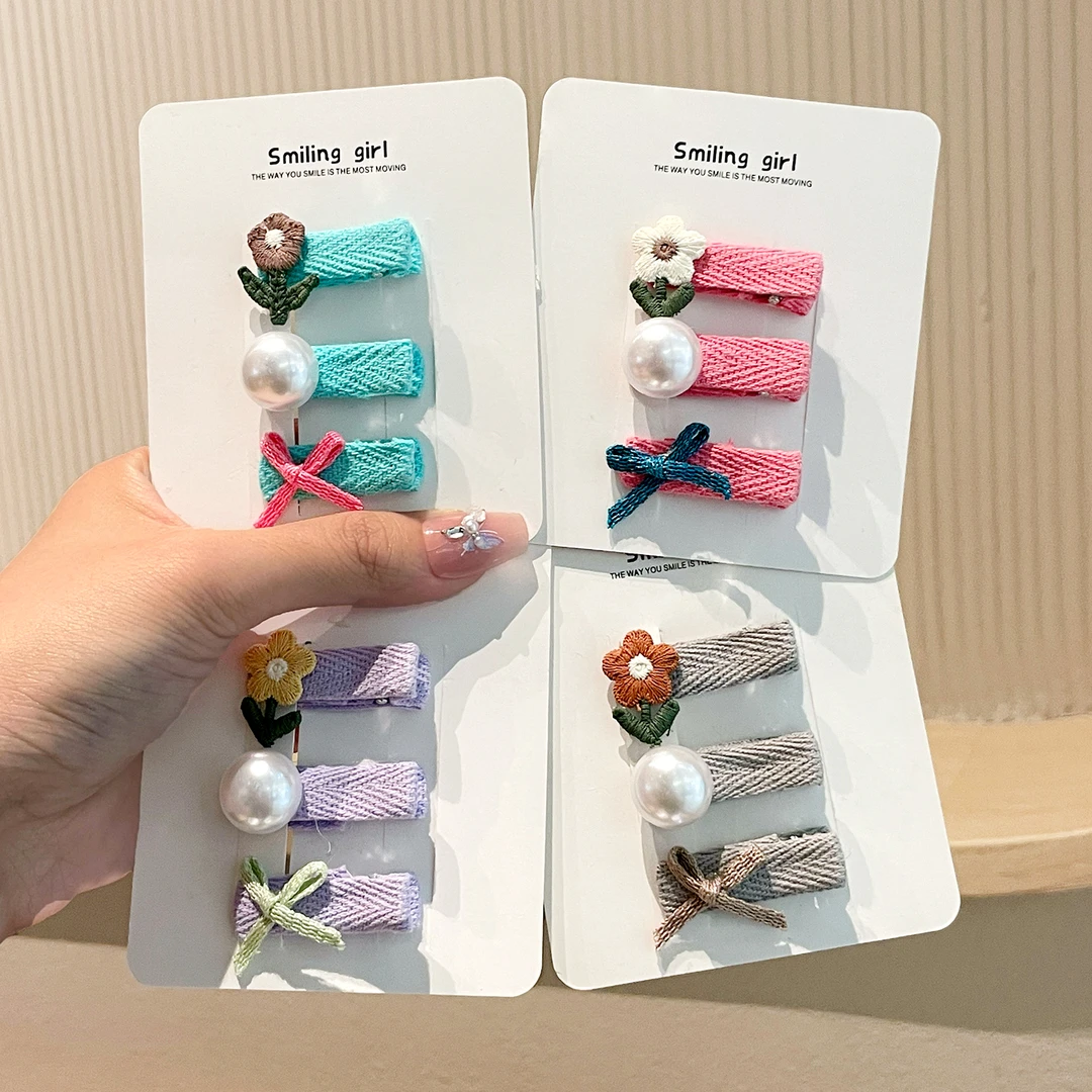 儿童珍珠发夹布艺蝴蝶结宝宝发卡女童头饰小女孩甜美公主刘海夹子