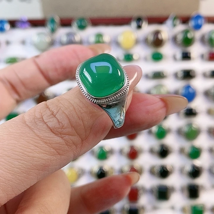 银S925镶嵌戒指玛瑙/玉髓放**情